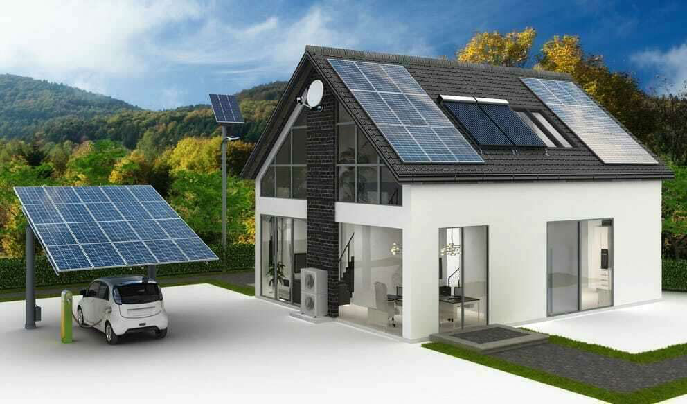 Installation Protec Energy: maison équipée panneaux solaires et borne de recharge