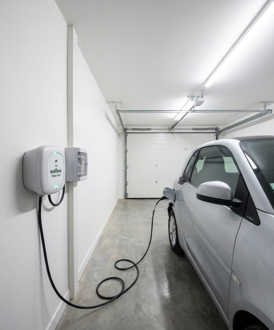 borne de recharge posée par Protec Energy dans un garage box individuel de copropriété en Rhône-Alpes, installation IRVE IRVE avec sous-comptage